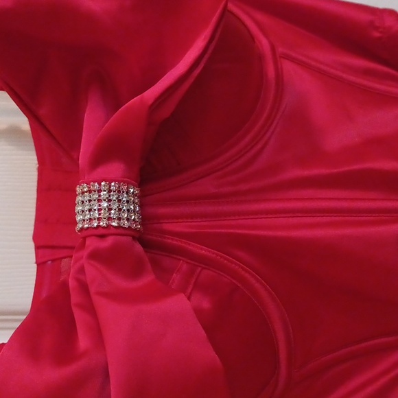 NWT *Victoria's Secret Dream Angels Red Bling Rhinestone Bow Long Line Satin Bra - Picture 7 of 13